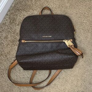 Michael Kors Dark Brown Backpack with Gold Accents